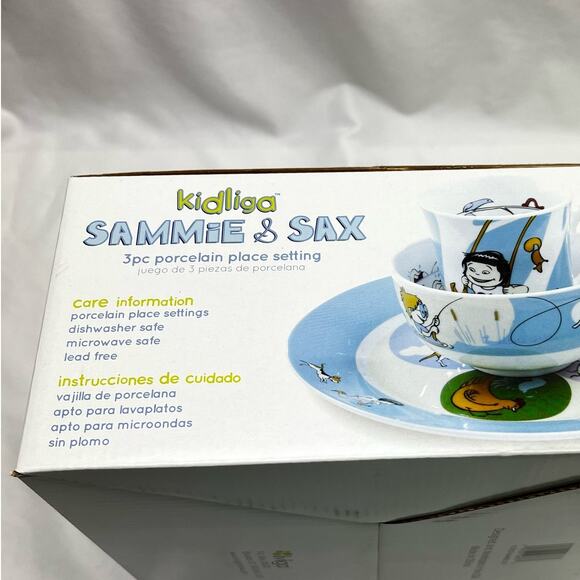 Sammie & Sax Blue 3 Piece Single Place Settingand Award Winning Children's Book - Picture 4 of 12